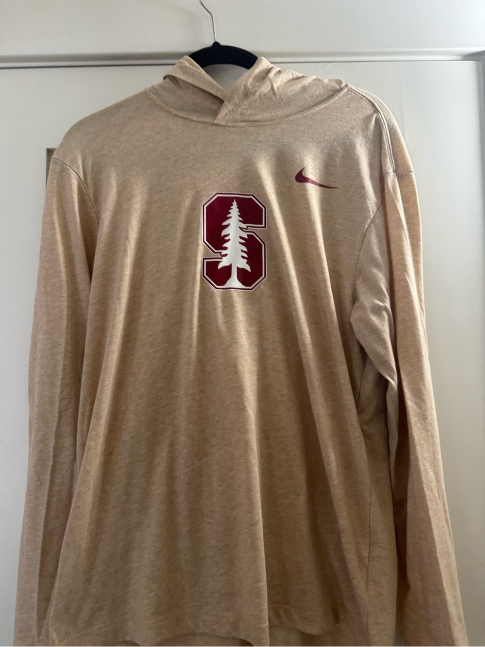 Nike Tan Long Sleeve Hoodie with Cardinal Stanford Logo